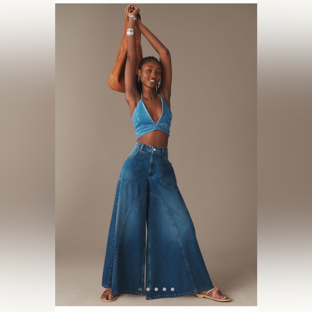 Pilcro • Godet Palazzo Mid-Rise Wide-Leg Jeans